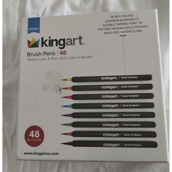 Kingart Pro Coloring Brush Pens Vivid Color Flexible Nylon Tip Artist Quality 48 - Picture 2 of 6